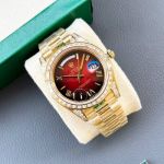 ROLEX Day-date 904L Steel 8215 Automatic Movement 41MM Gold Bracelet Red Watch